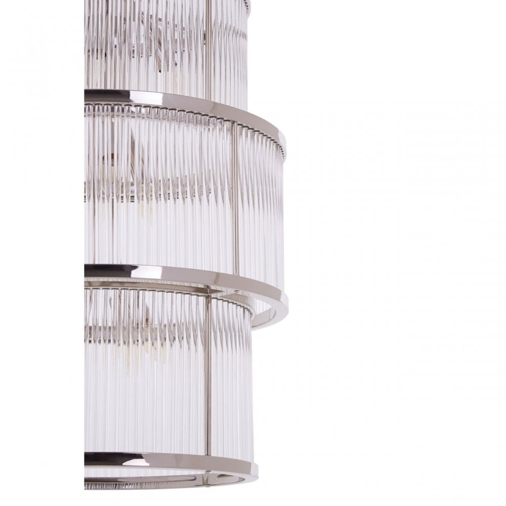 Salasco 3 Tier Nickel Finish Glass Chandelier, Silver