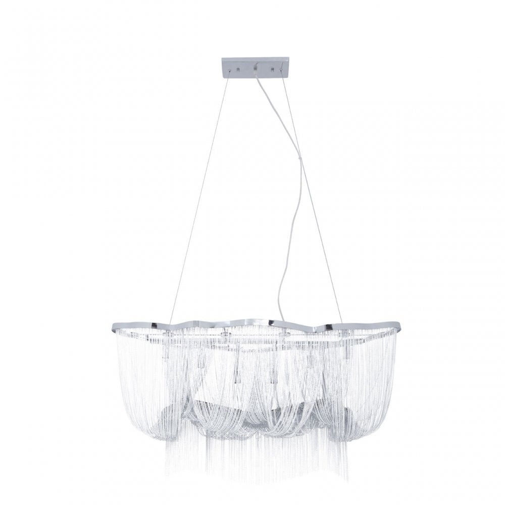 Lerici 6 Light Chrome Pendant 99X35Cm, Silver