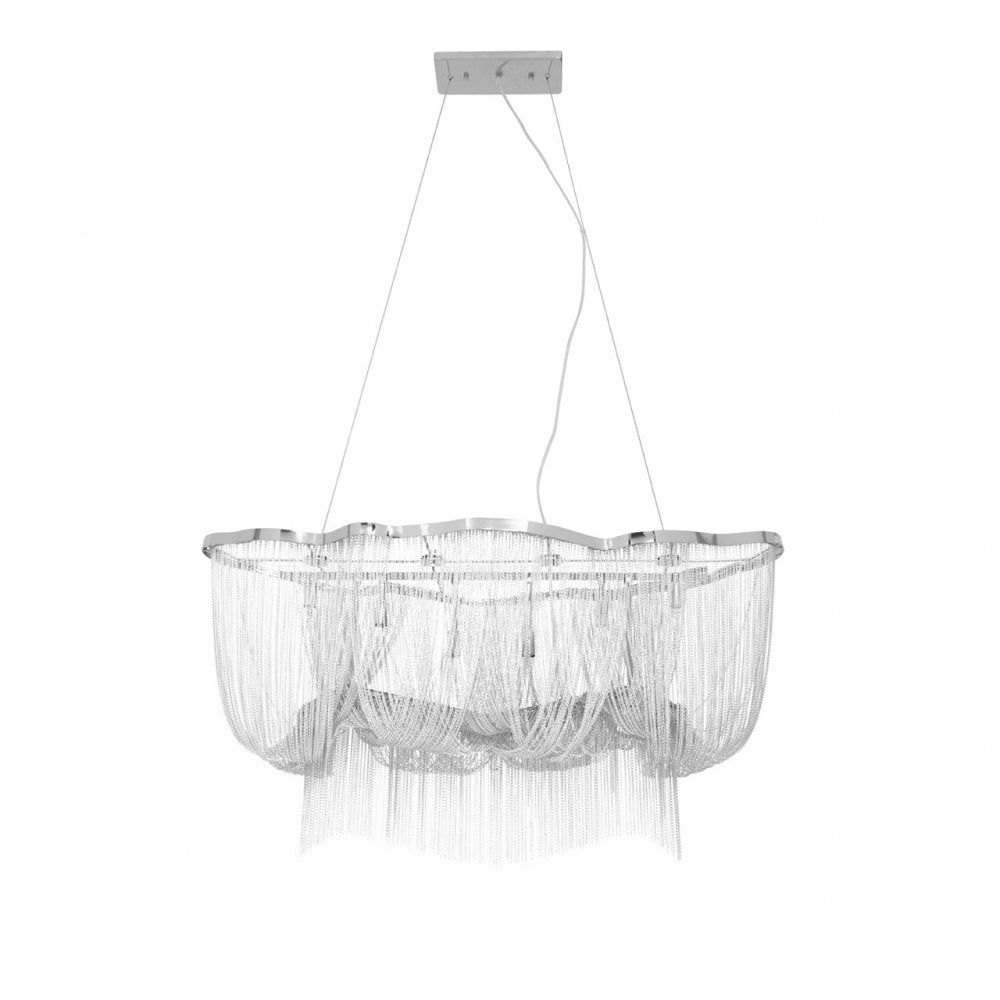 Lerici 6 Light Chrome Pendant 99X35Cm, Silver