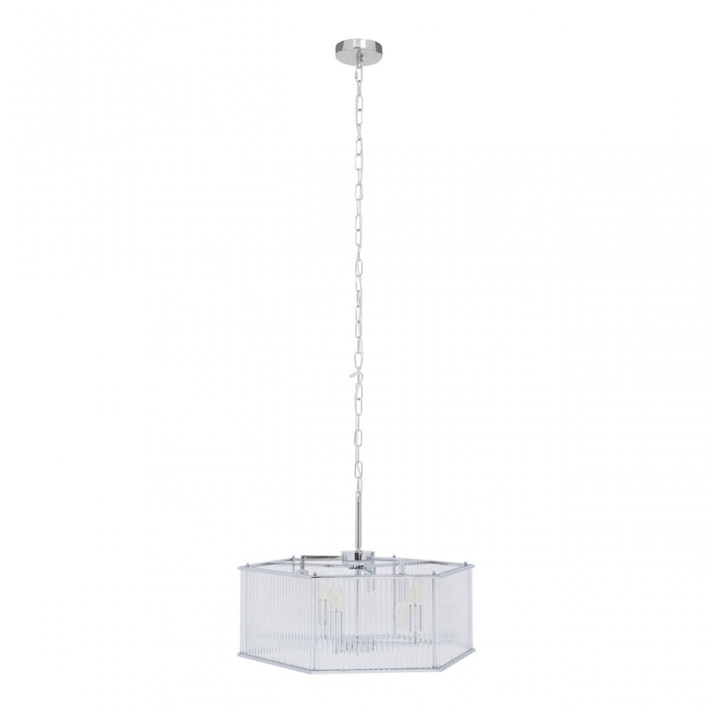 Lerci 6 Light Hexagonal Chrome Pendant Light, Silver