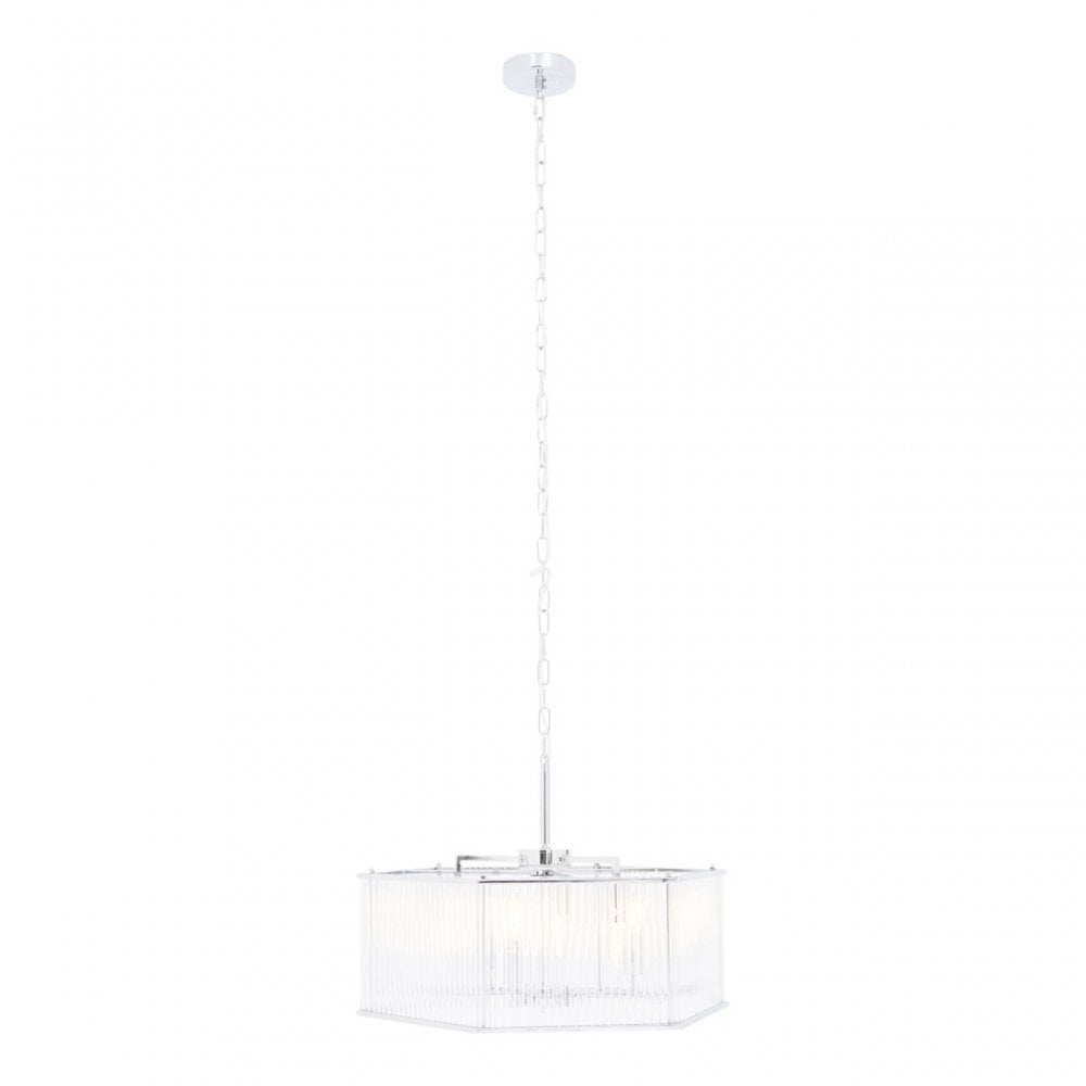 Lerci 6 Light Hexagonal Chrome Pendant Light, Silver
