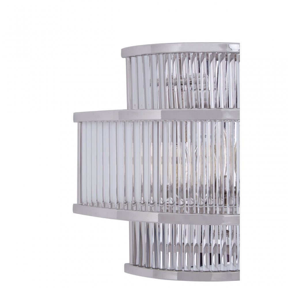 Salasco 3 Tier Nickel Finish Glass Wall Light, Silver