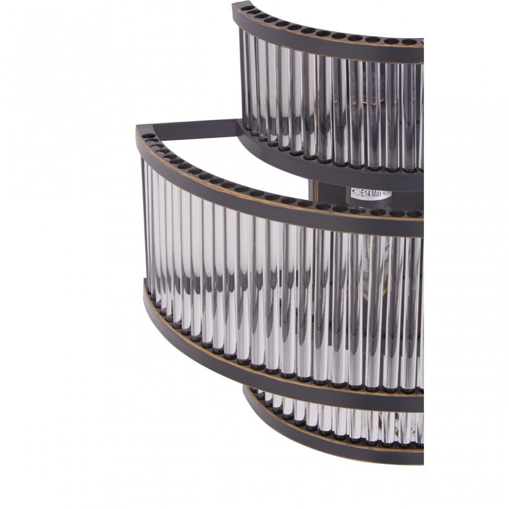 Salasco 3 Tier Black Finish Glass Wall Light, Black