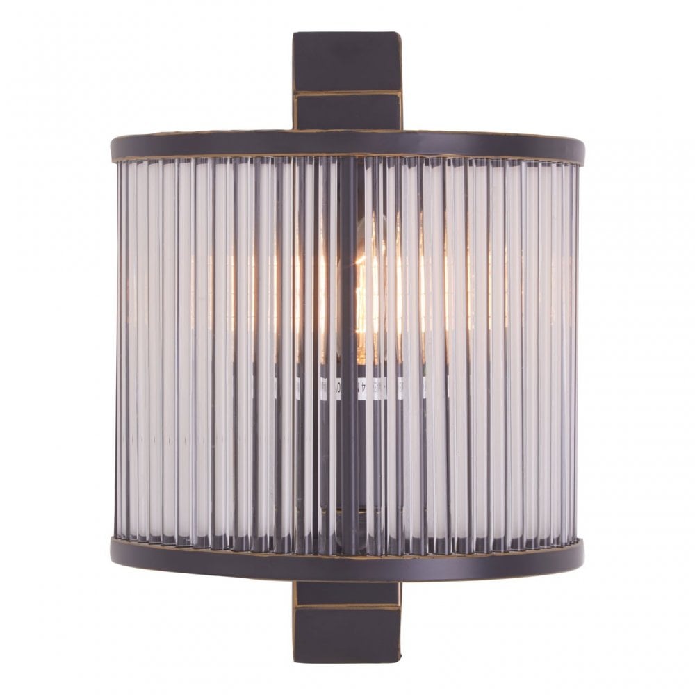 Salasco Glass Wall Light With Black Finish, Black