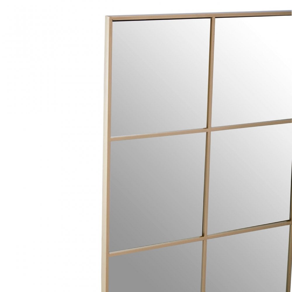 Grid Wall Mirror With Gold Finish Frame, Gold