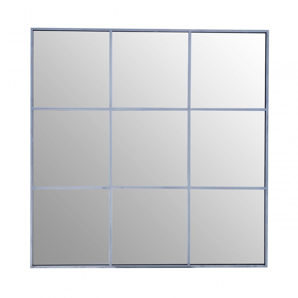 Grid Wall Mirror With Silver Finish Frame, Silver