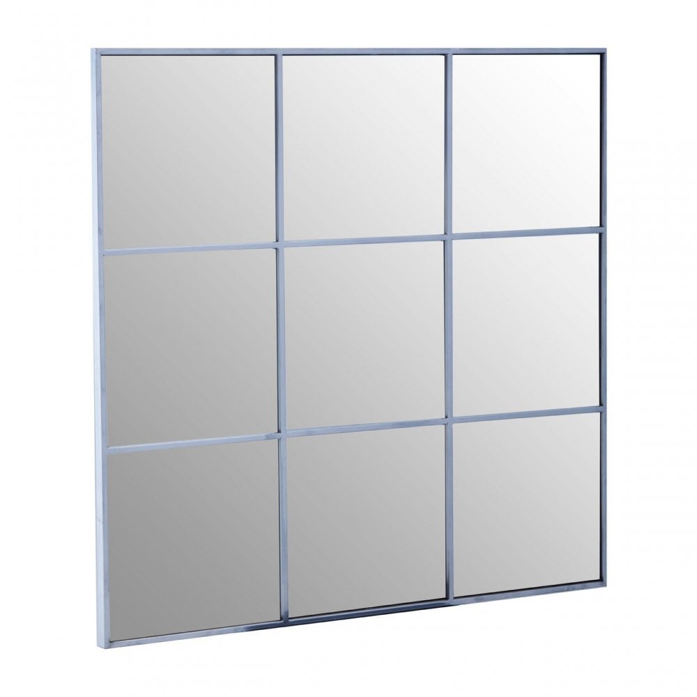 Grid Wall Mirror With Silver Finish Frame, Silver