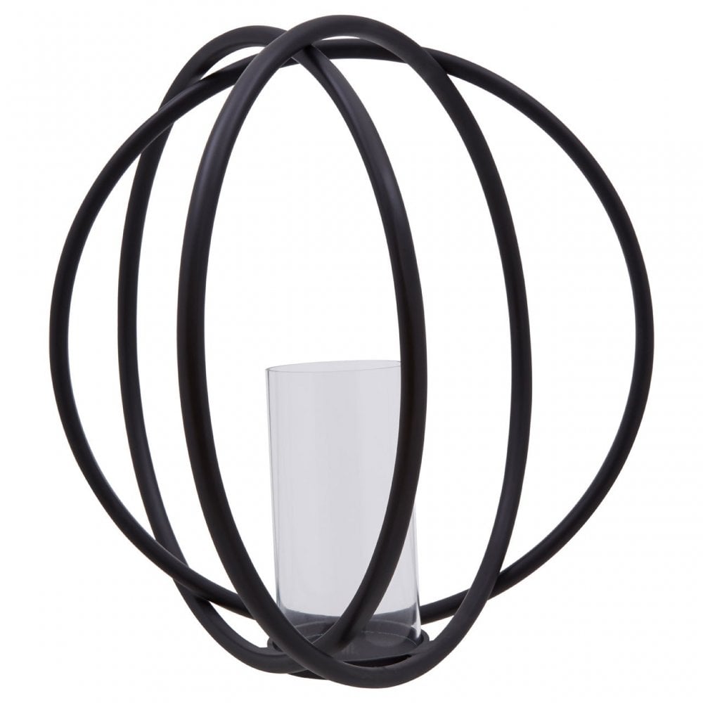 Aura Matte Black Large Candle Holder, Black