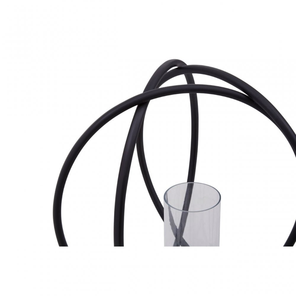 Aura Matte Black Large Candle Holder, Black