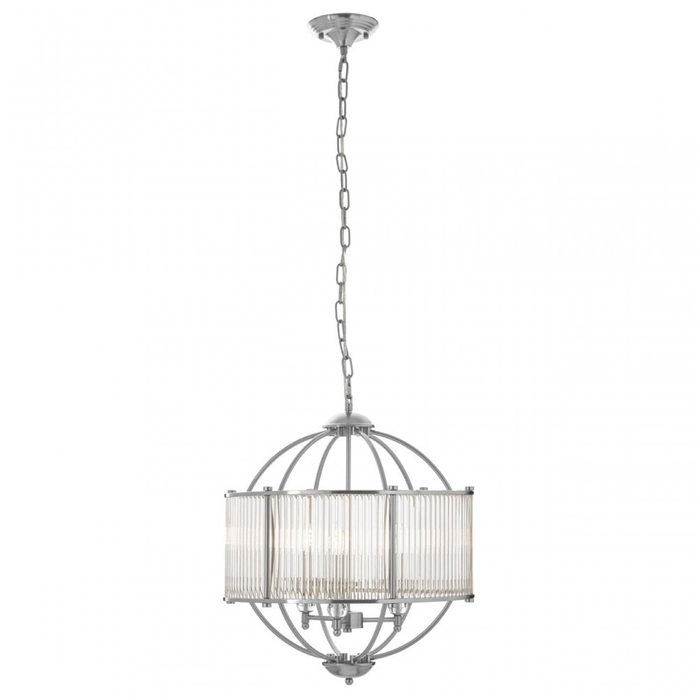 Alba 3 Bulb Pendant Lamp, Silver