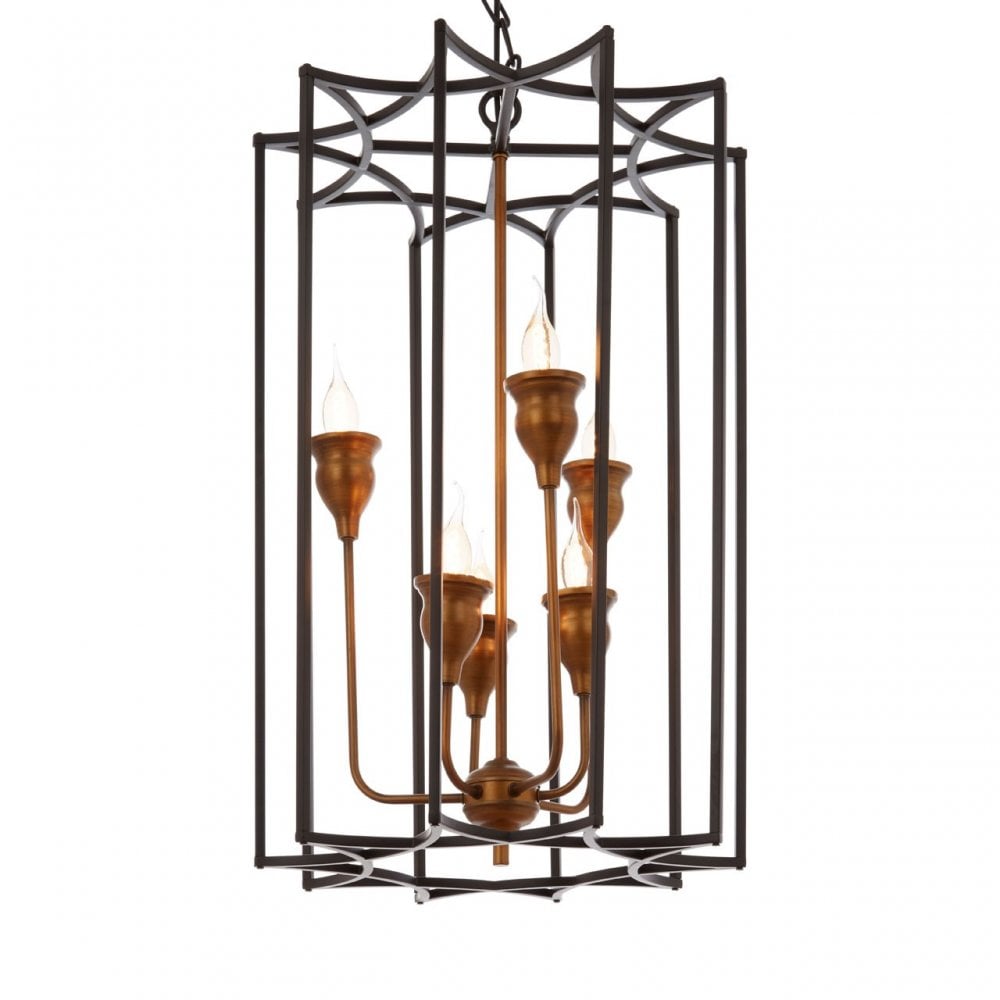 Allas 6 Bulb Pendant Lamp, Bronze