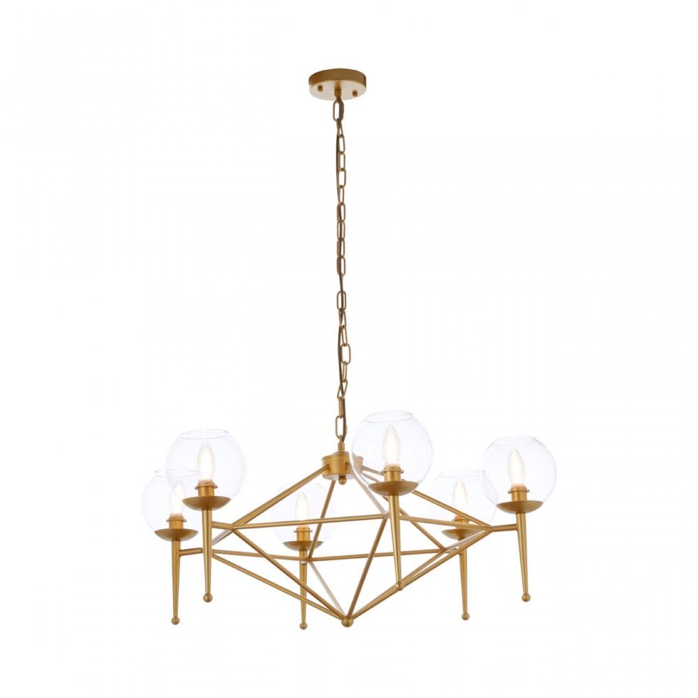 Abira 6 Bulb Geo Pendant Lamp, Gold