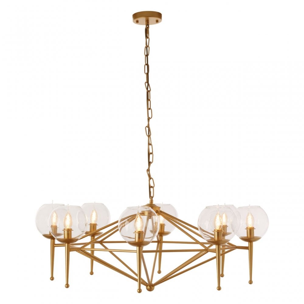 Abira 8 Bulb Geo Pendant Lamp, Gold