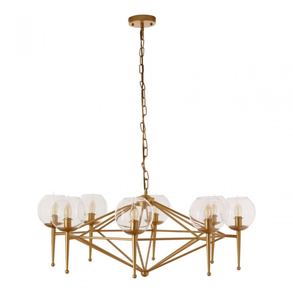 Abira 8 Bulb Geo Pendant Lamp, Gold