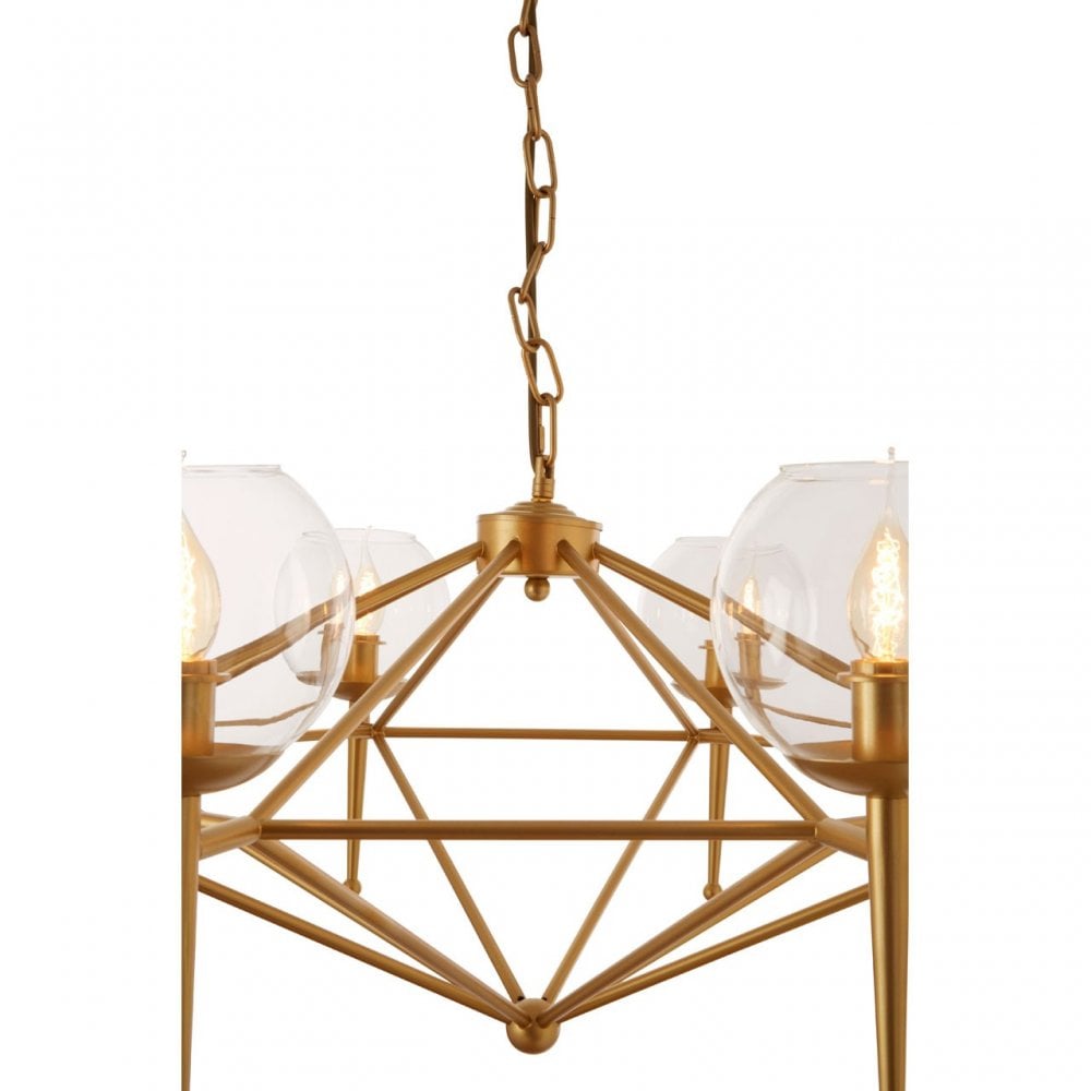 Abira 8 Bulb Geo Pendant Lamp, Gold