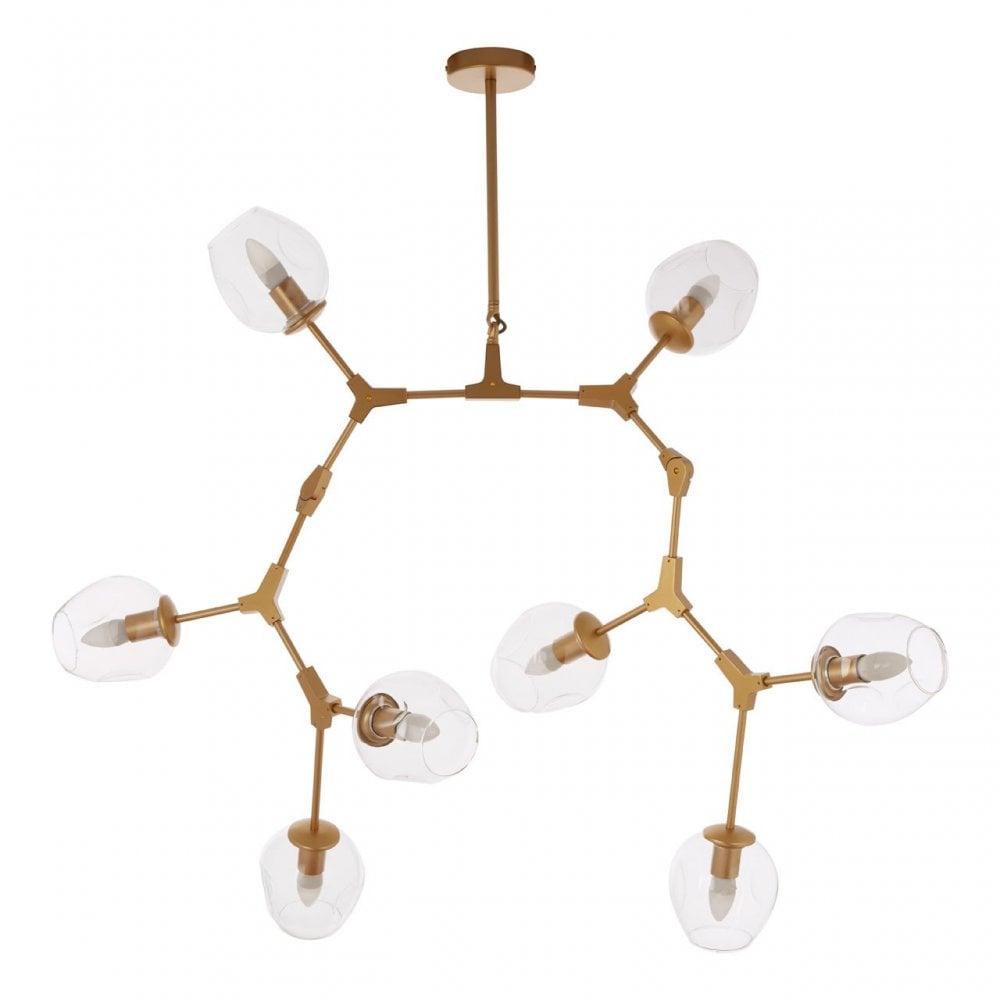 Abira 8 Bulb Gold Finish Pendant Lamp, Gold