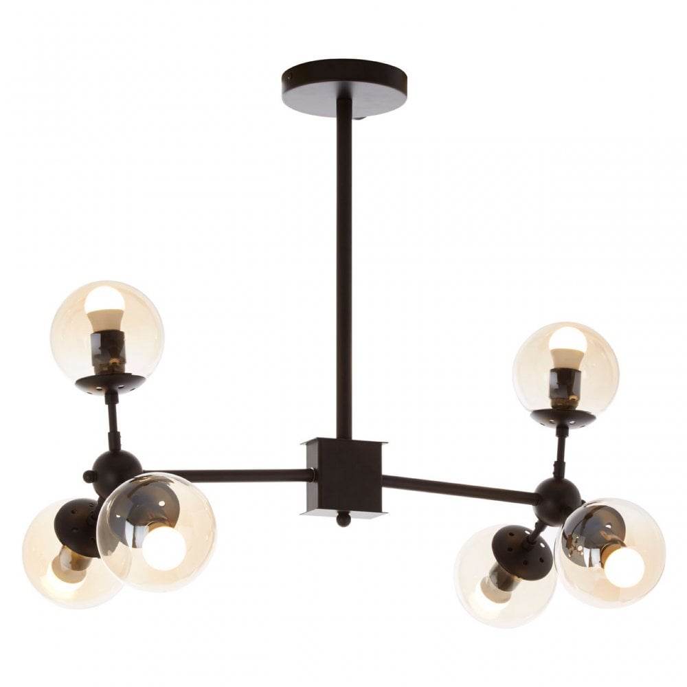 Abira 6 Bulb Matte Black Pendant Lamp, Black
