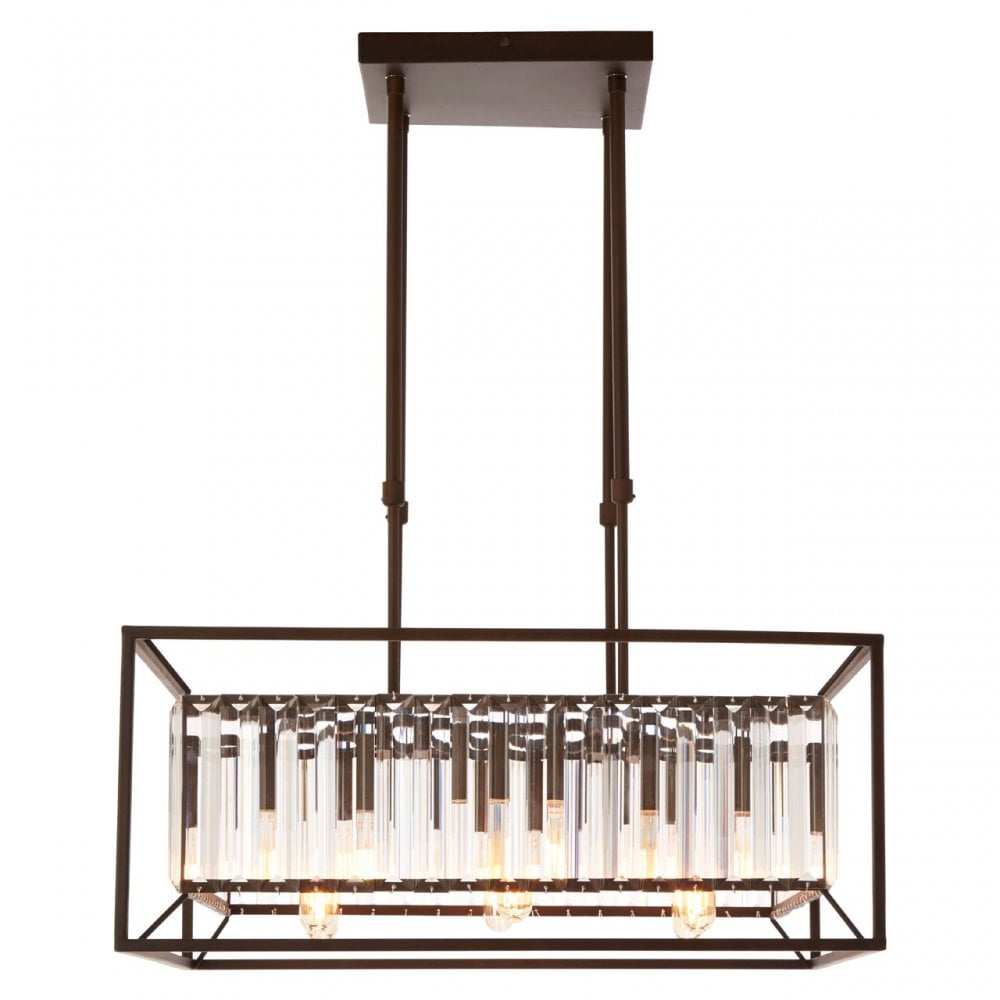 Akiko 6 Bulb Black Finish Pendant Lamp, Black