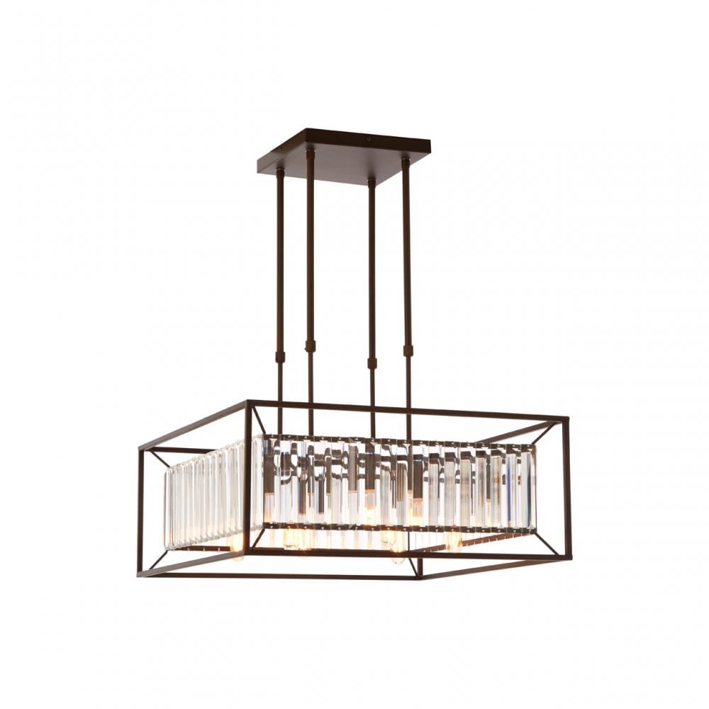Akiko 6 Bulb Black Finish Pendant Lamp, Black