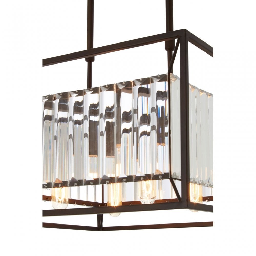 Akiko 4 Bulb Black Finish Pendant Lamp, Black