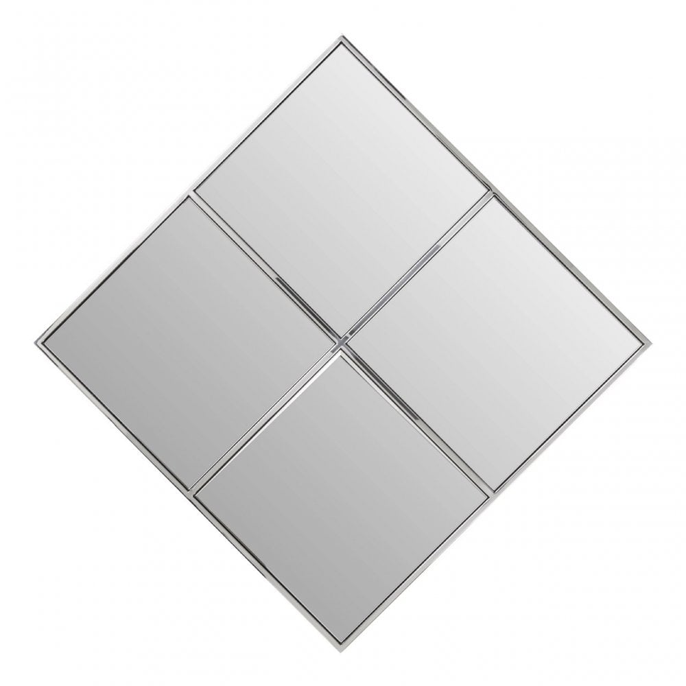 Reva Diamond Frame Wall Mirror, Silver