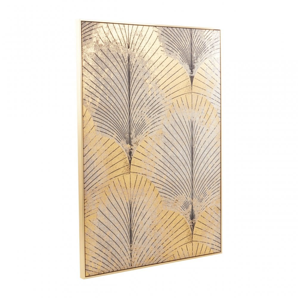 Astratto Canvas Grey And Gold Finish Wall Art, Grey