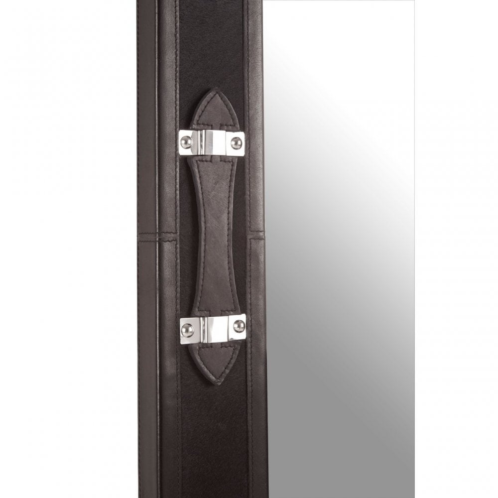Kensington Townhouse Leather Frame Mirror, Black