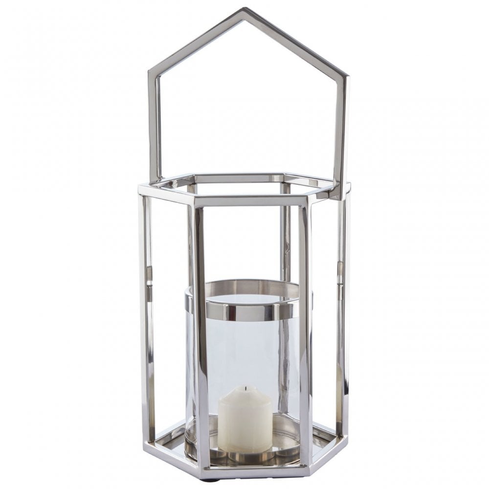 Herber Small Silver Hexagonal Lantern, Silver
