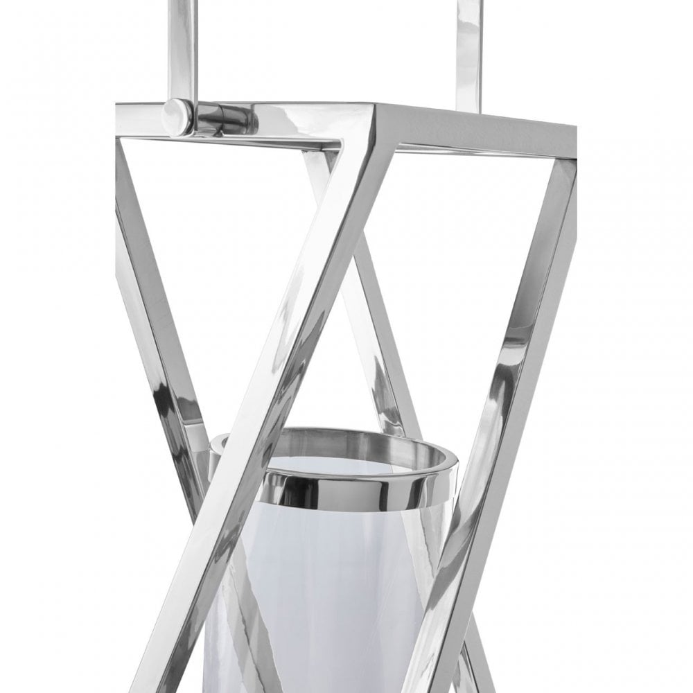 Cruzar Large Silver Criss Cross Lantern, Silver