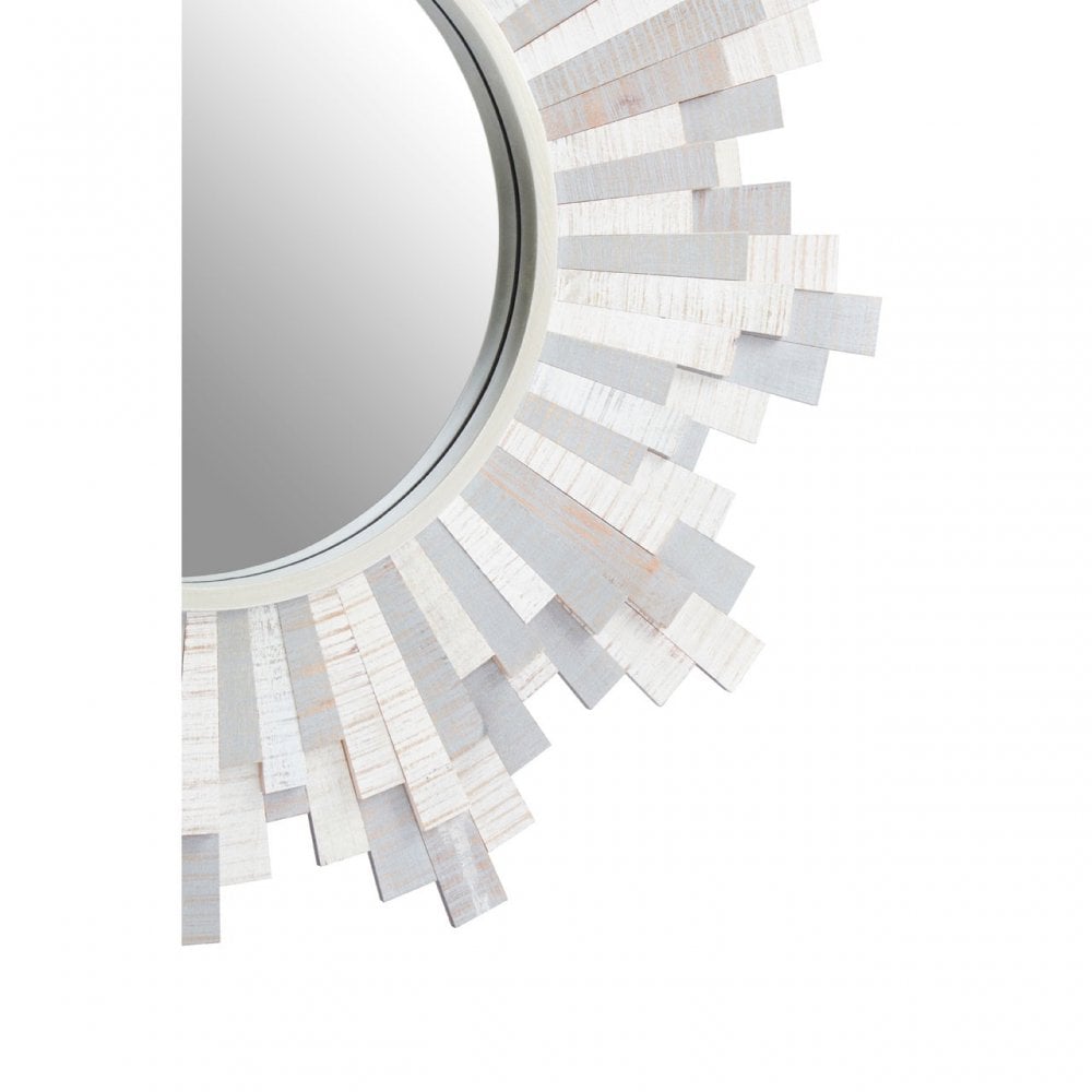 Grey And White Wooden Wall Mirror, Grey