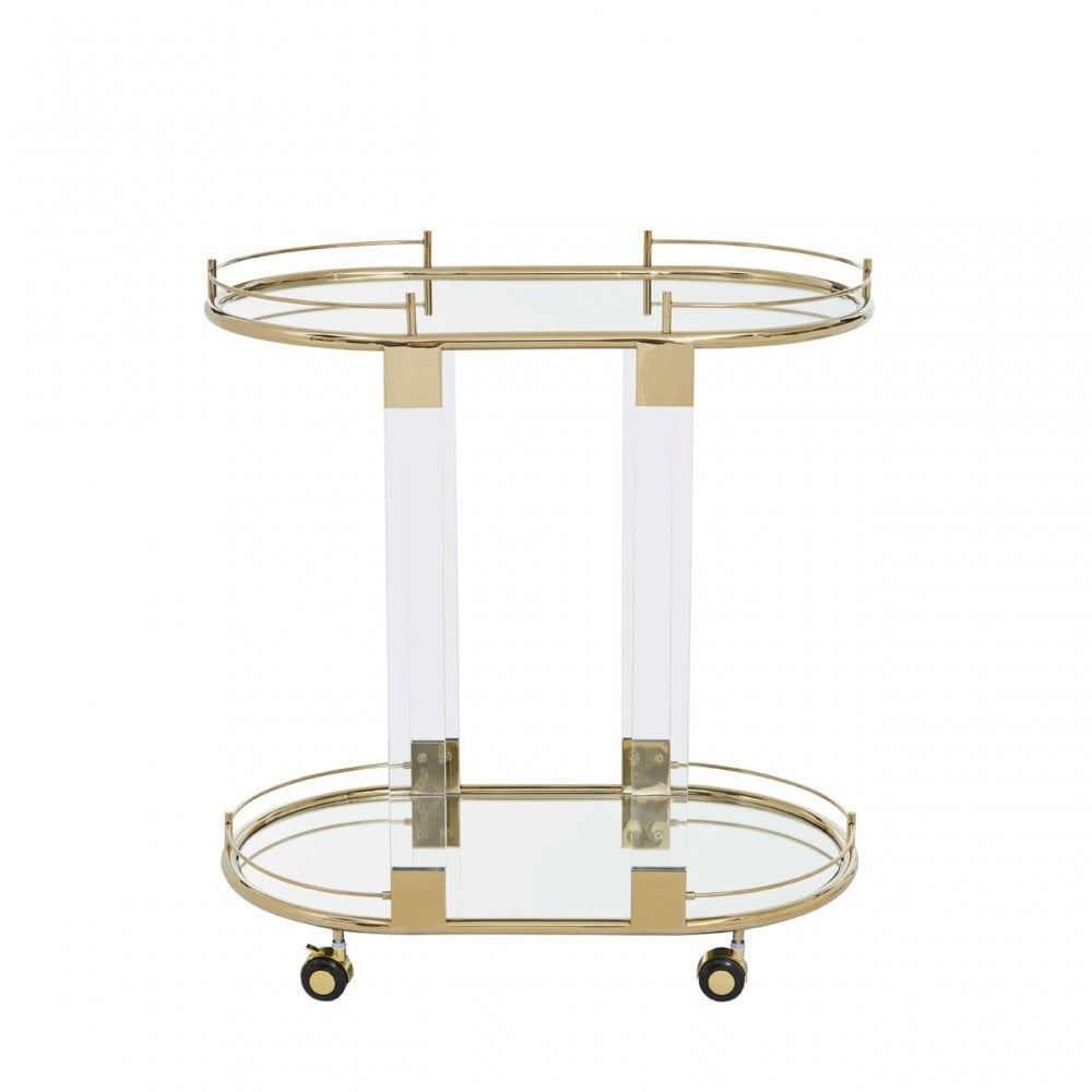 Oria Trolley Mirror with Warm Metallic Frame, White