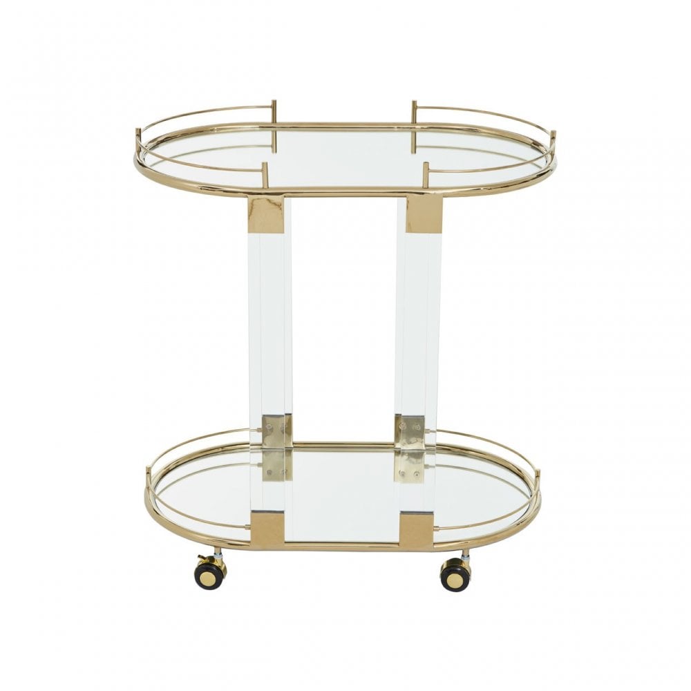 Oria Trolley Mirror with Warm Metallic Frame, White