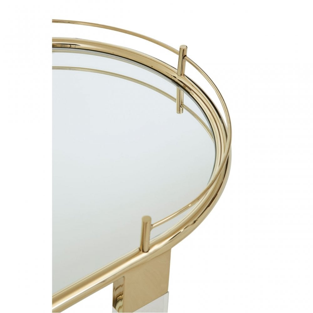 Oria Trolley Mirror with Warm Metallic Frame, White
