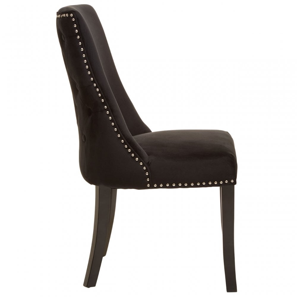 Kensington Townhouse Black Velvet Dining Chair, Black