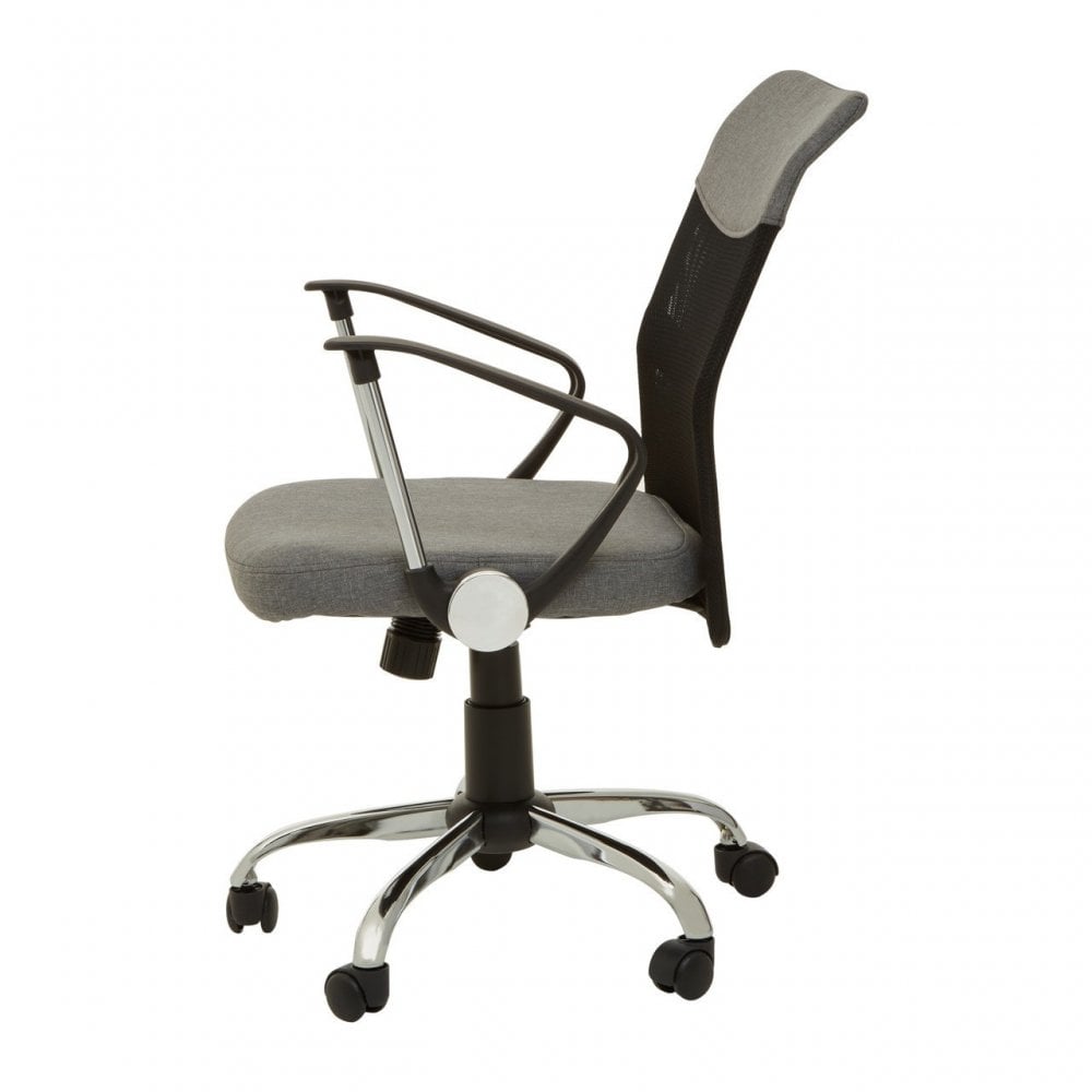 Grey Home Office Chair With Chrome Arms, Grey