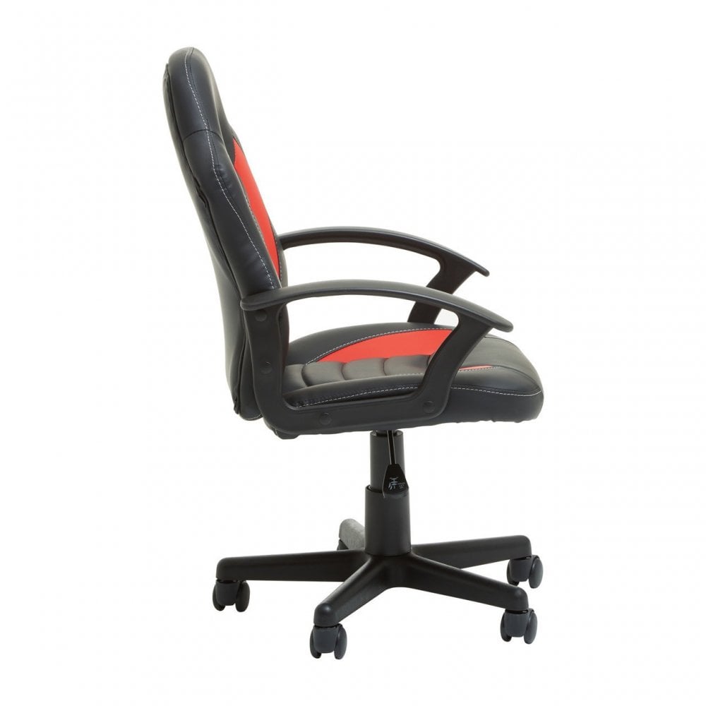 Black And Red Pu Home Office Chair, Red