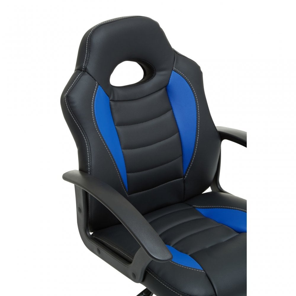 Black And Blue Pu Home Office Chair, Blue