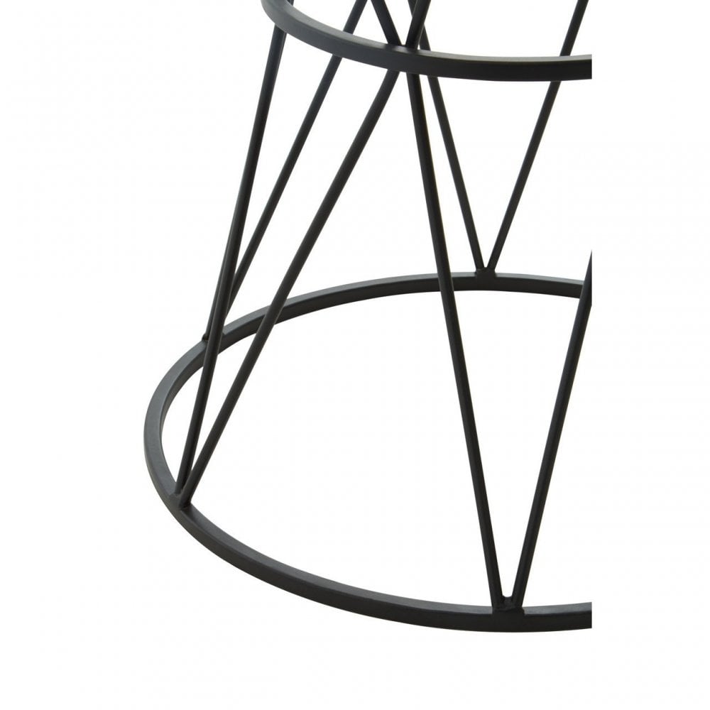 Shalimar Round White Marble Top Side Table, Black