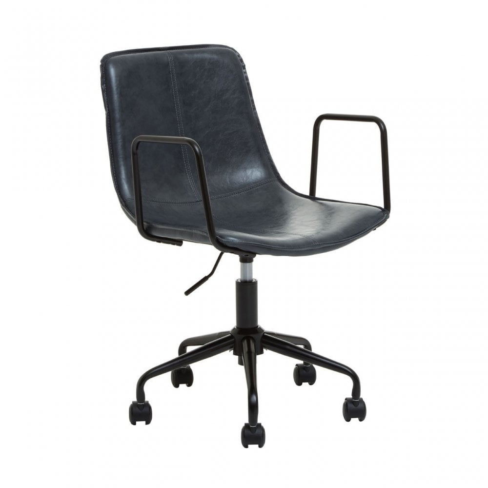 Branson Grey Leather Effect Home Office Chair, Grey