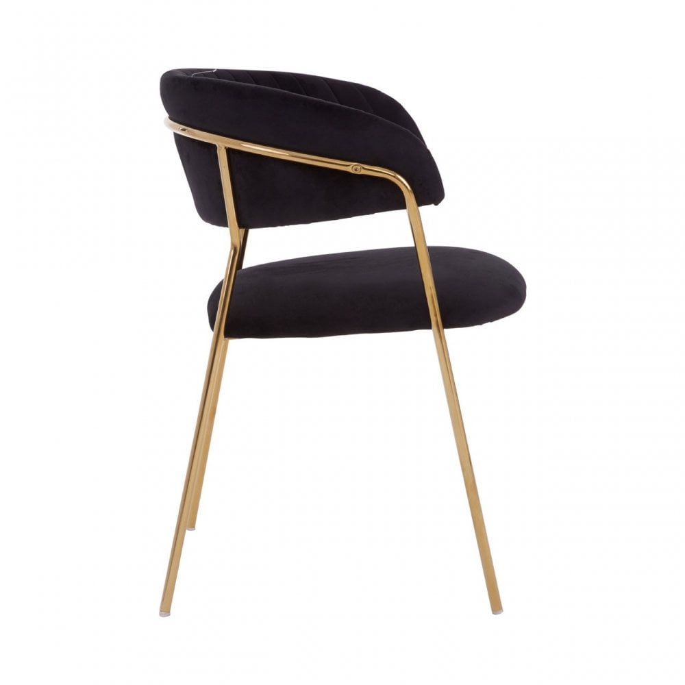 Tamzin Black Channel Gold Finish Dining Chair, Black