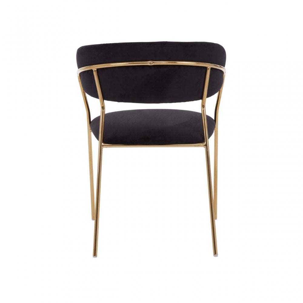 Tamzin Black Channel Gold Finish Dining Chair, Black