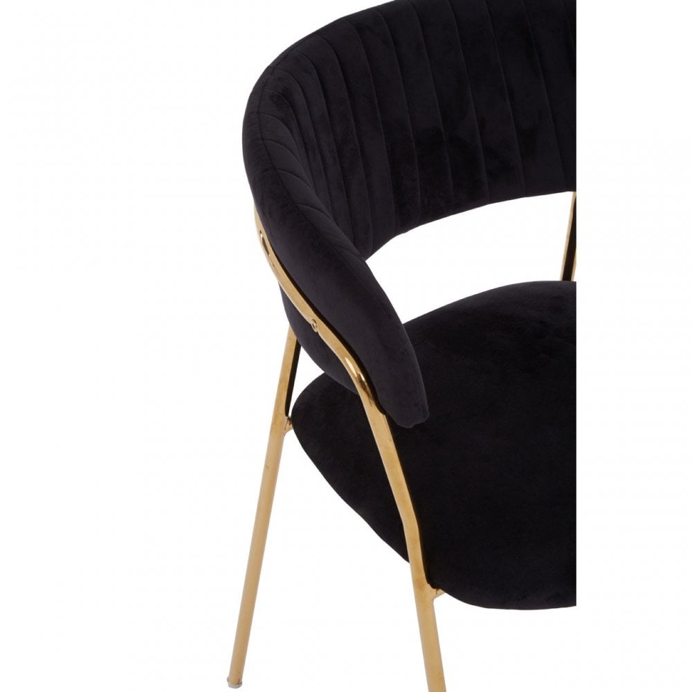 Tamzin Black Channel Gold Finish Dining Chair, Black