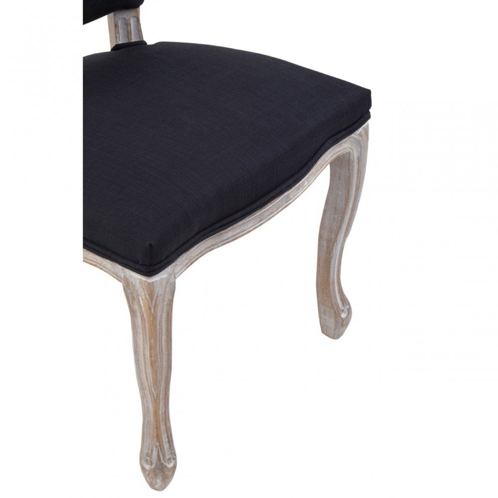 Kensington Townhouse Black Linen Dining Chair With Antique Finish Legs
