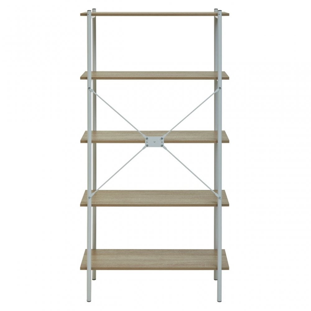 Bradbury Five Tier Natural Oak Shelf Unit