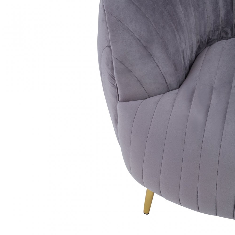 Florina Grey Velvet Chair With Gold Legs, Grey