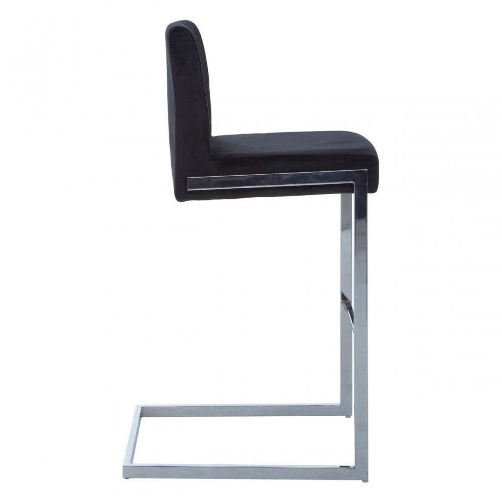 Tamzin Black Velvet Bar Chair With Low Back, Black