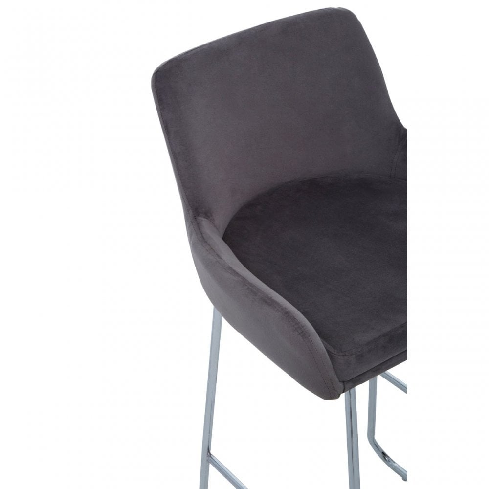 Tamzin Mink Velvet Bar Chair With Low Arms, Grey