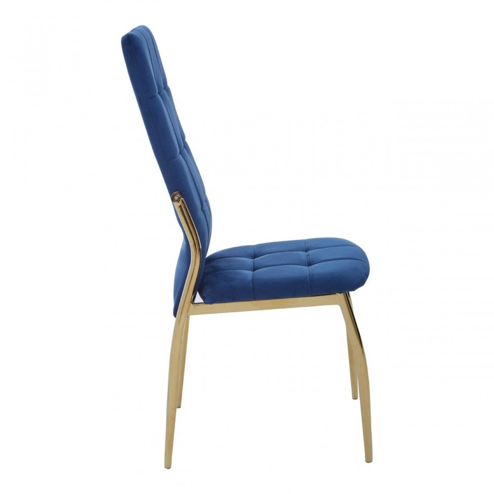 Tamzin Blue Velvet High Back Dining Chair, Blue