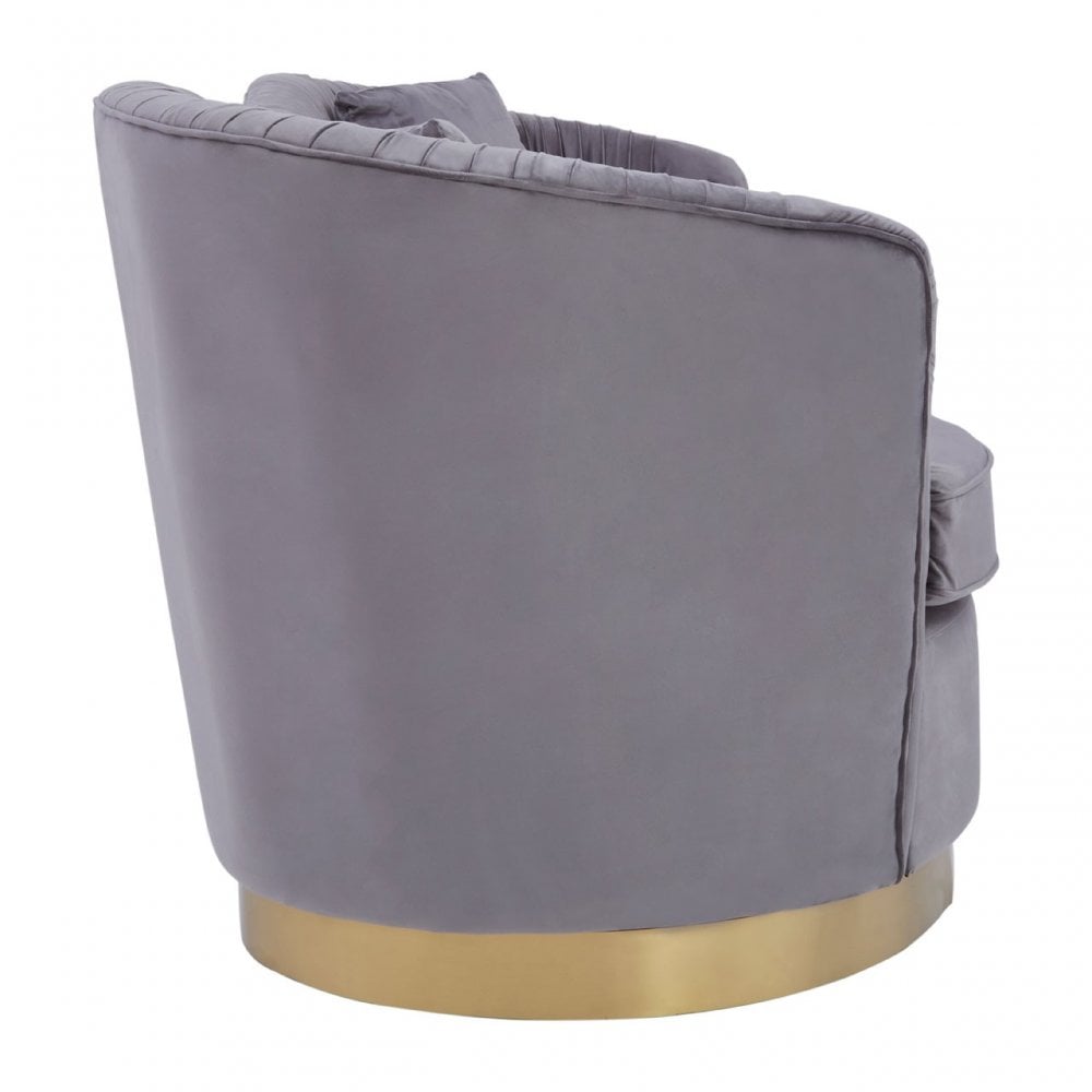 Franza 3 Seat Pleated Grey Velvet Sofa