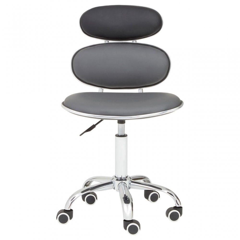 Black PU Home Office Chair with Chrome Base, Black